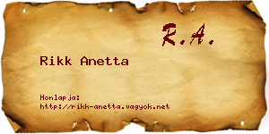 Rikk Anetta névjegykártya